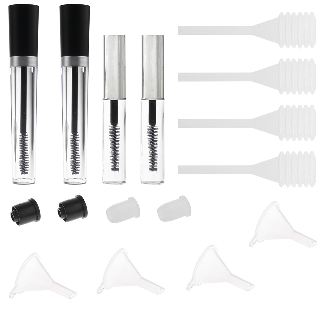 4 Packs 7.5ml 4ml Empty Mascara Tubes Eyelash Growth Oils Vials Bottle with Plugs Funnels Pipettes Droppers