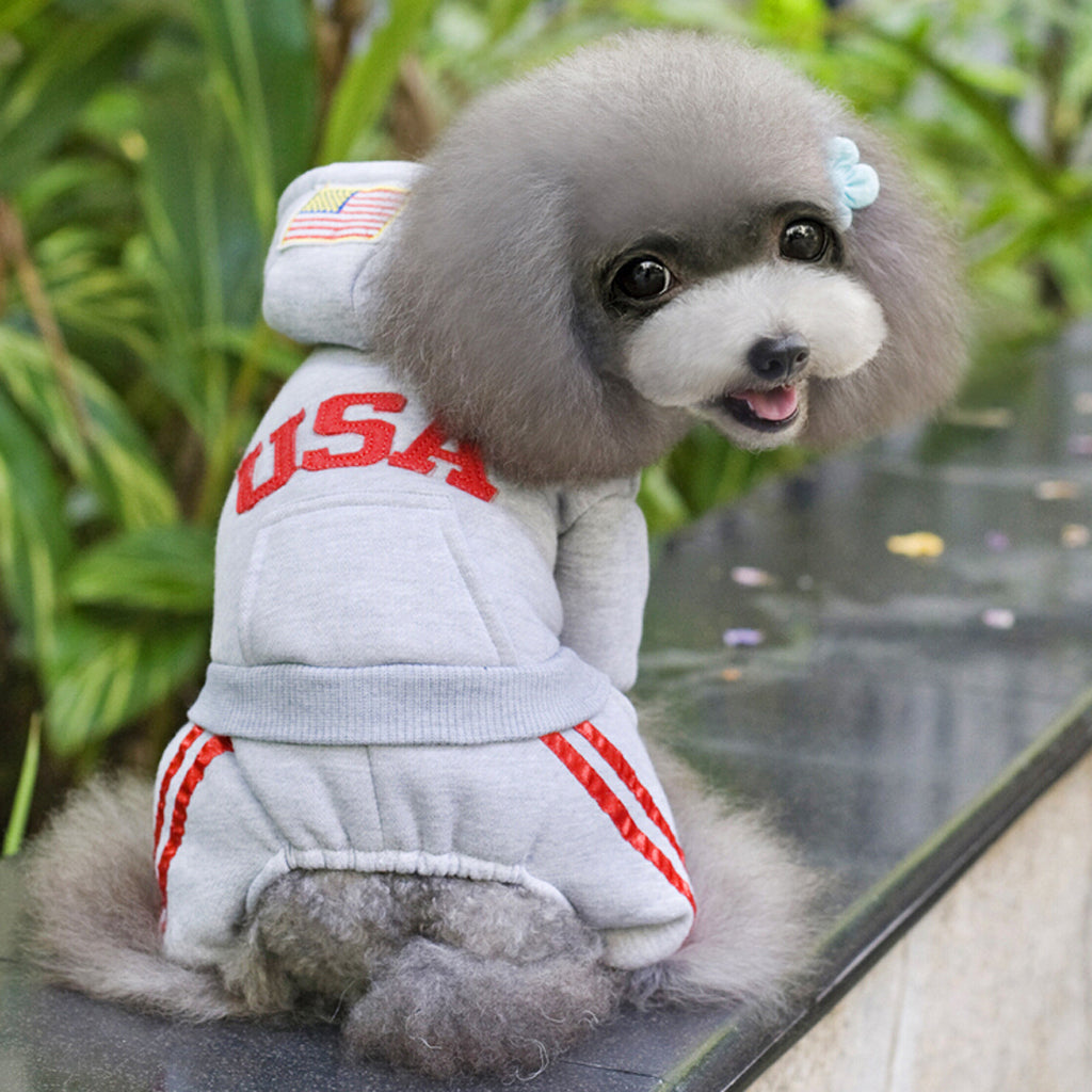 Soft Comfortable Fashionable Design Dog Puppy Hoodie Jumpsuit Coat Jacket Costume Outfit Clothing Accessory Pet Supplies Grey M