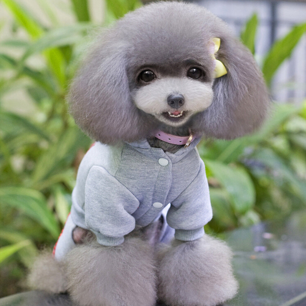 Soft Comfortable Fashionable Design Dog Puppy Hoodie Jumpsuit Coat Jacket Costume Outfit Clothing Accessory Pet Supplies Grey M