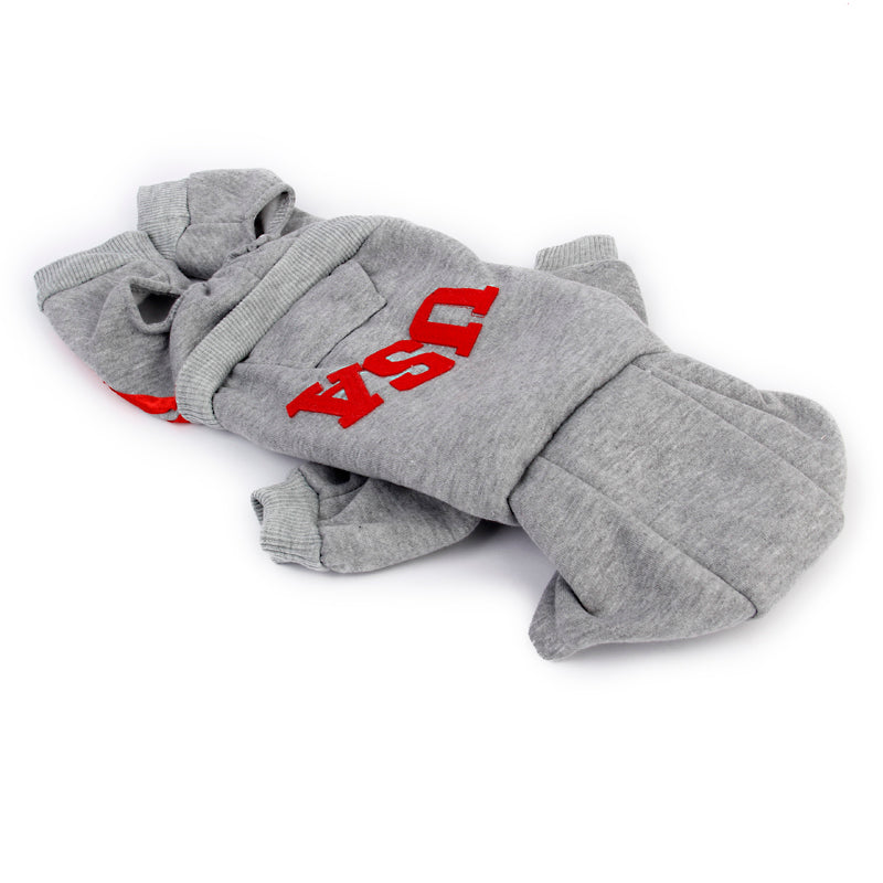 Soft Comfortable Fashionable Design Dog Puppy Hoodie Jumpsuit Coat Jacket Costume Outfit Clothing Accessory Pet Supplies Grey M