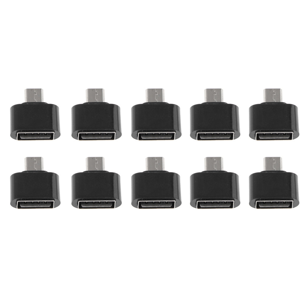 10 Pack Micro USB To USB2.0 Adapter Plug Mini OTG Converter For Android Mobile Black