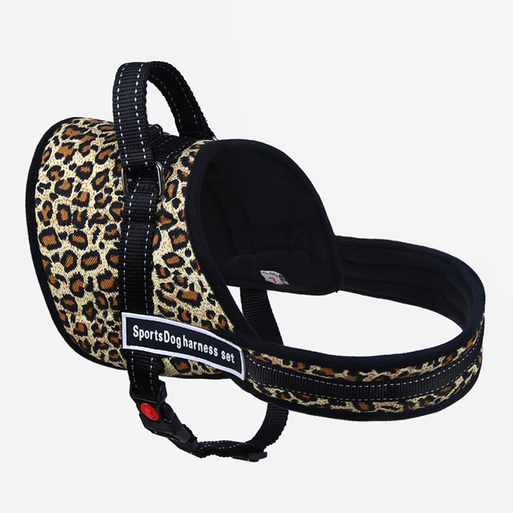 Soft Comfortable Cotton D-Ring Attached Puppy Vest Harness Safety Equipment Pet Supplies Leopard XS