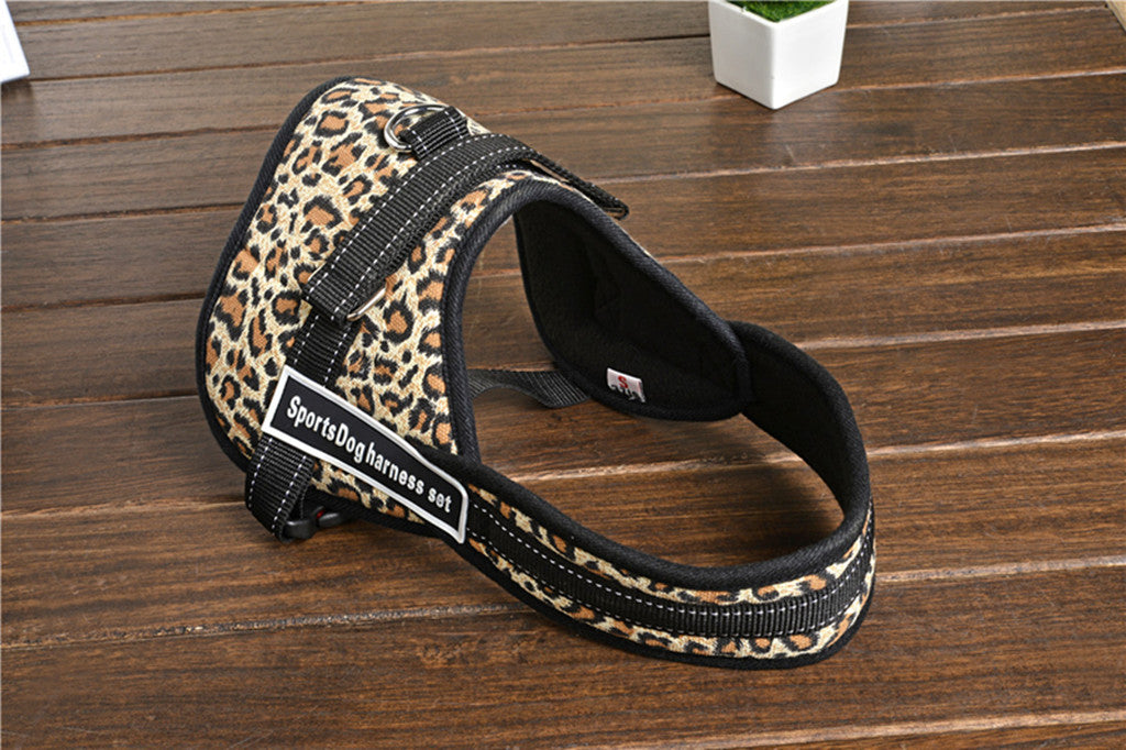 Soft Comfortable Cotton D-Ring Attached Puppy Vest Harness Safety Equipment Pet Supplies Leopard XS