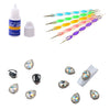 5pcs Nail Art Design Dotting Pen+10pcs Nail Tips Decorations Jewelry Rhinestones+1 Bottle Glue