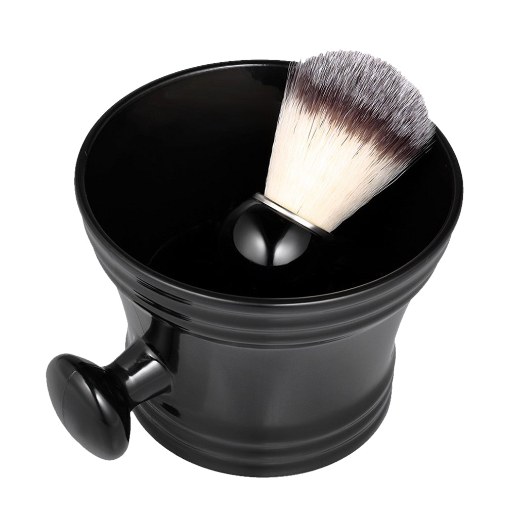 Salon Barber Bathroom Set Portable Plastic Shave Soap Bowl Mug Cup with Soft Nylon Hair Shaving Brush