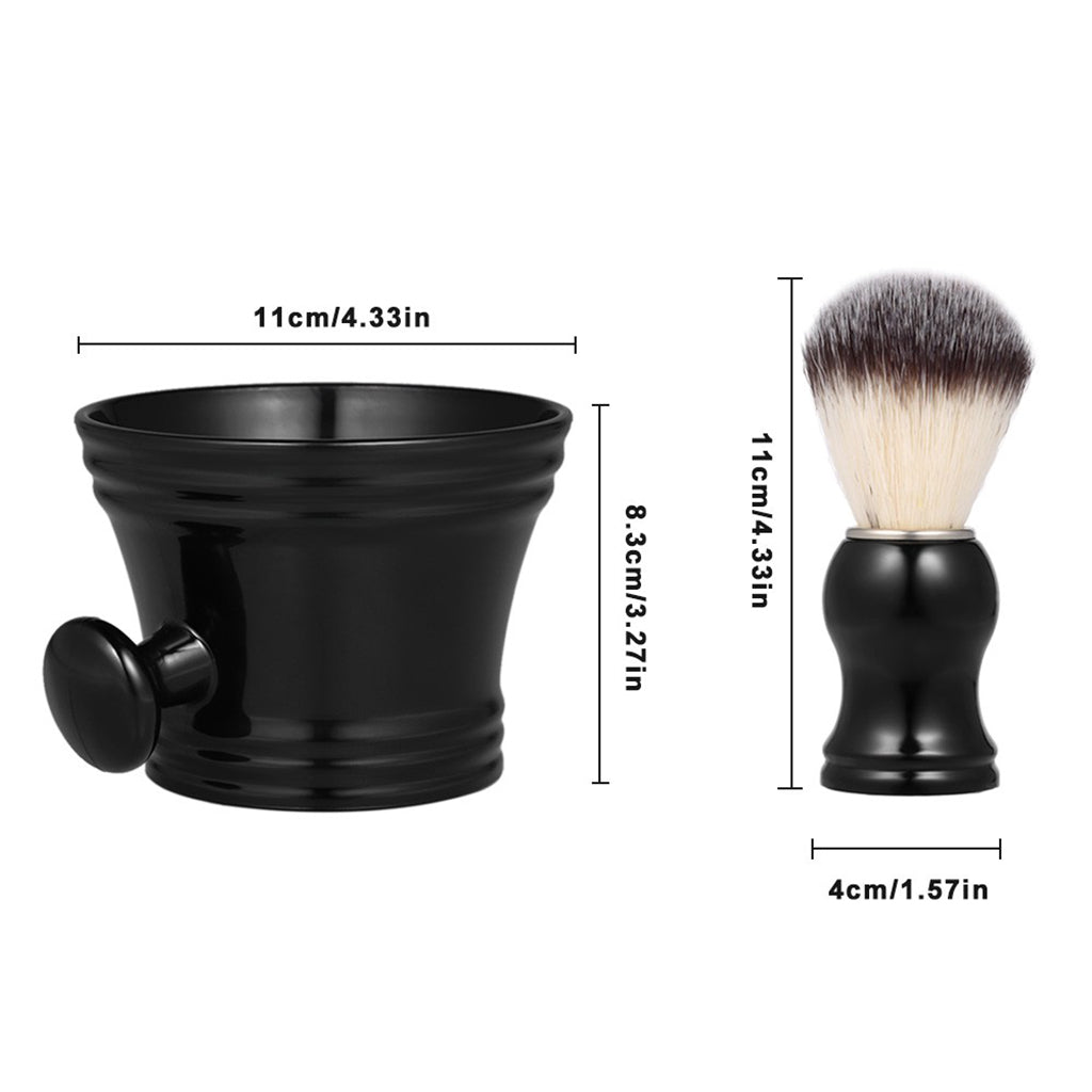 Salon Barber Bathroom Set Portable Plastic Shave Soap Bowl Mug Cup with Soft Nylon Hair Shaving Brush