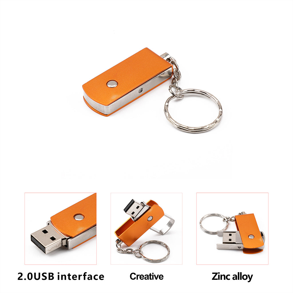 Mini USB2.0 Flash Stick Memory PC Pen Drive Storage Swivel Key Chain Design Gold 32GB