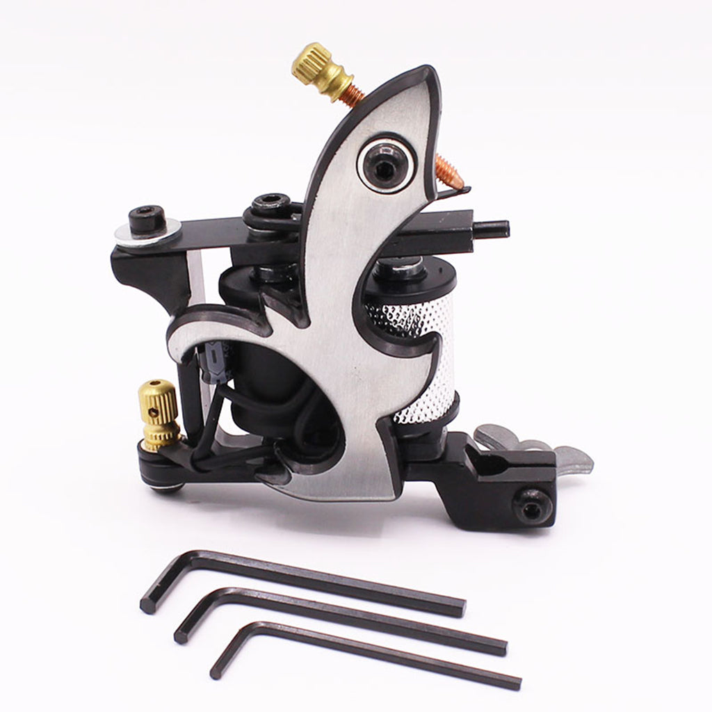 10 Wraps Coil Tattoo Machine Alloy Frame Tattoo Tool Set for Liner and Shader