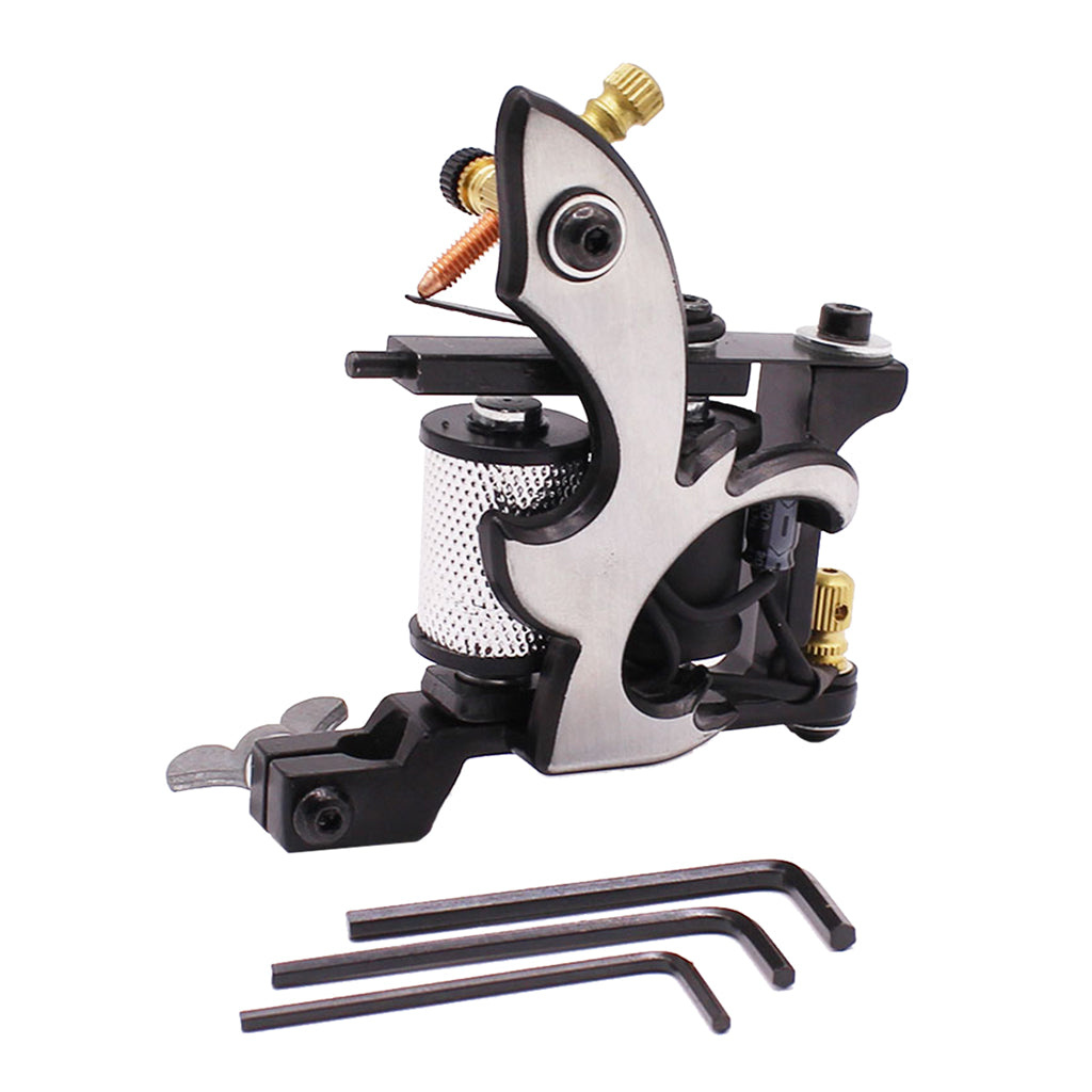 10 Wraps Coil Tattoo Machine Alloy Frame Tattoo Tool Set for Liner and Shader