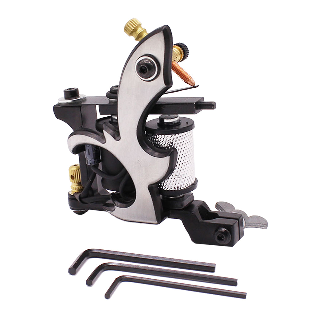 10 Wraps Coil Tattoo Machine Alloy Frame Tattoo Tool Set for Liner and Shader