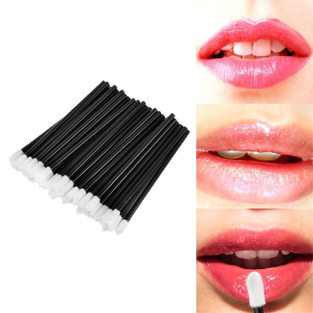 Bulk Lot 200pcs Soft Disposable Cosmetic Lip Gloss Brushes Beauty Lipstick Lipgloss Wands Makeup Applicator Tool Black