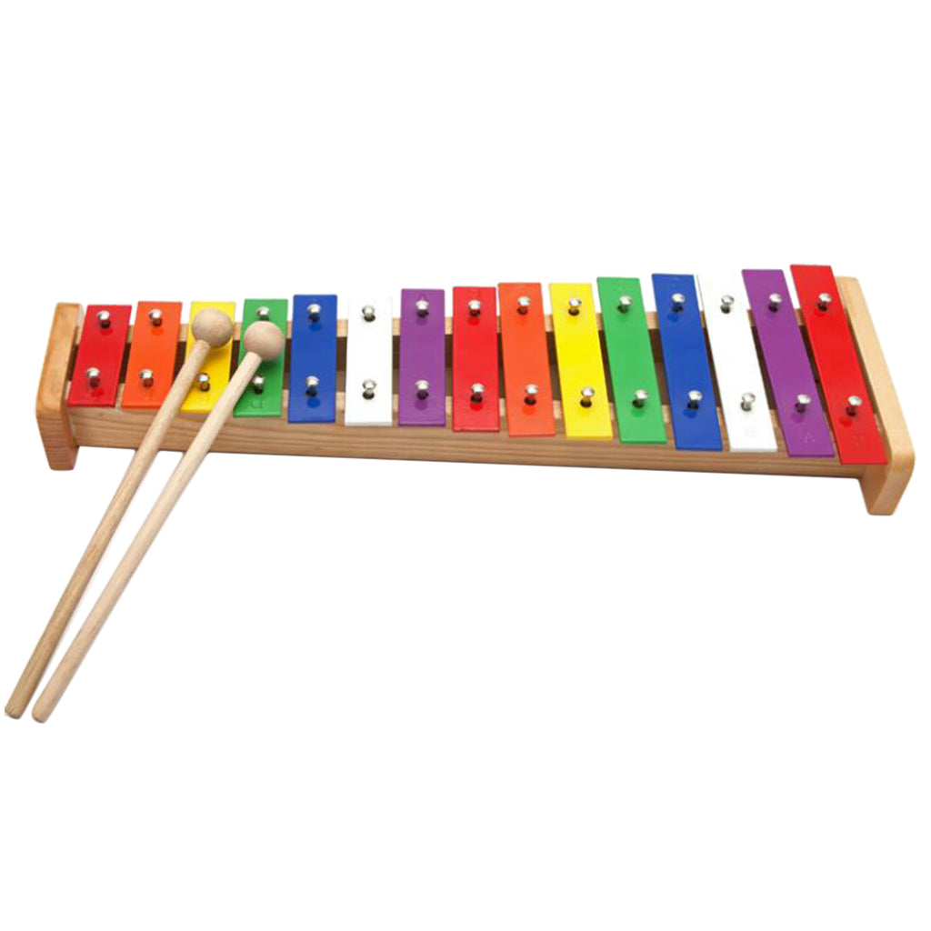 Aluminum Plate 15 Tone Multi Color Keys Xylophone with Mallet Kids Music Enlightenment Toys