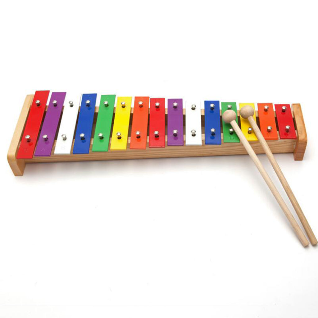 Aluminum Plate 15 Tone Multi Color Keys Xylophone with Mallet Kids Music Enlightenment Toys