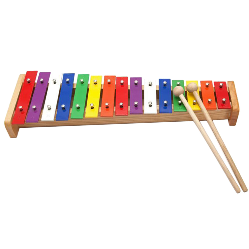 Aluminum Plate 15 Tone Multi Color Keys Xylophone with Mallet Kids Music Enlightenment Toys