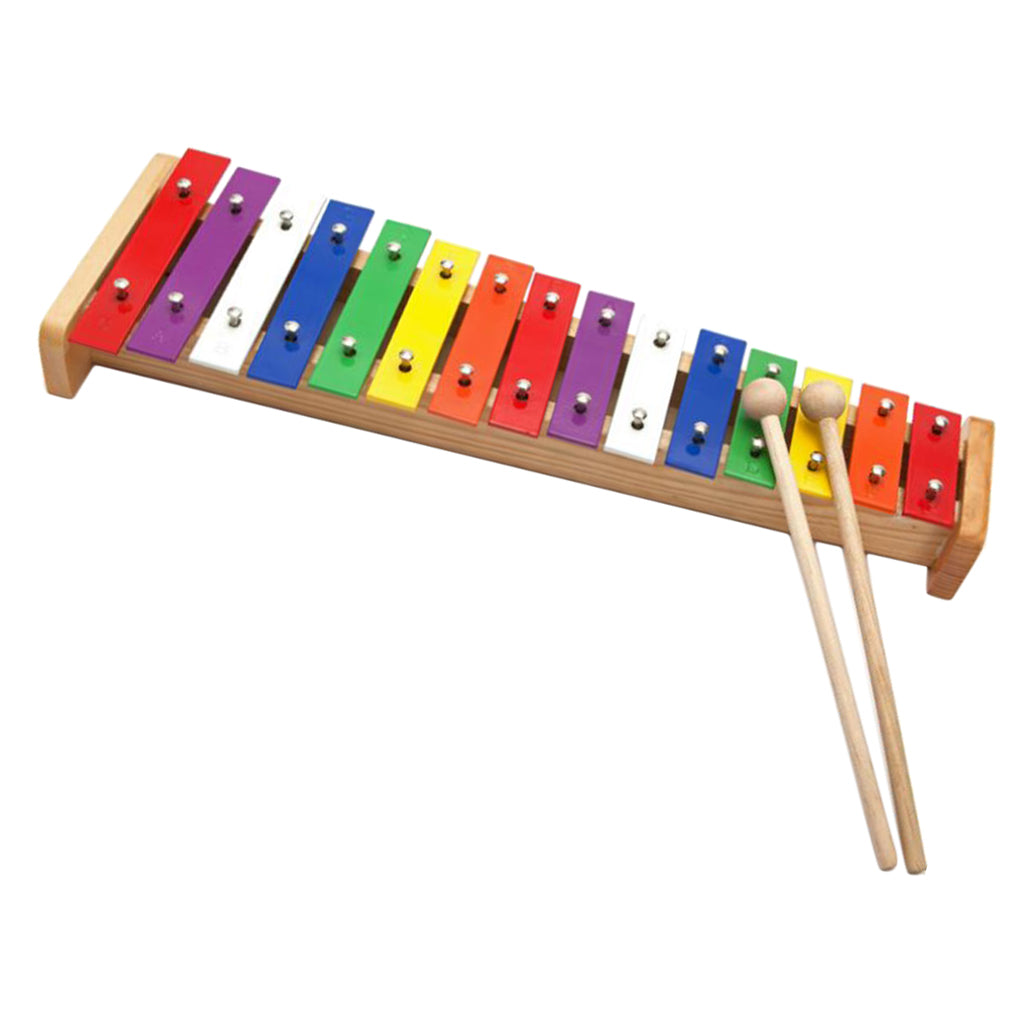 Aluminum Plate 15 Tone Multi Color Keys Xylophone with Mallet Kids Music Enlightenment Toys