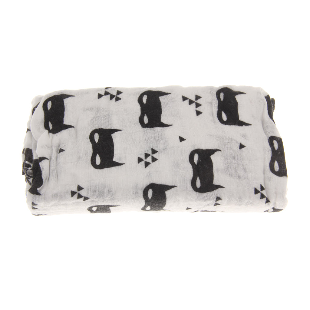 Cotton Muslin Receiving Blanket Swaddle Bedding Cover for Baby Black Pattern