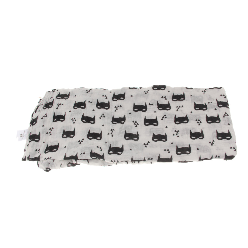 Cotton Muslin Receiving Blanket Swaddle Bedding Cover for Baby Black Pattern