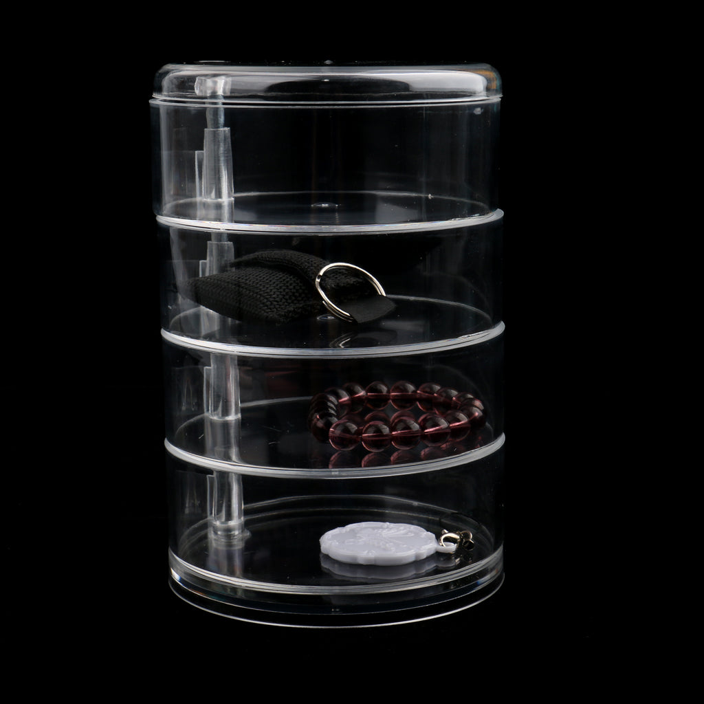 Round Shape Rotatable Clear Acrylic Drawers Makeup Case Cosmetic Jewelry Display Rack Storage Box