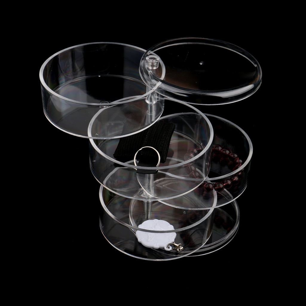 Round Shape Rotatable Clear Acrylic Drawers Makeup Case Cosmetic Jewelry Display Rack Storage Box