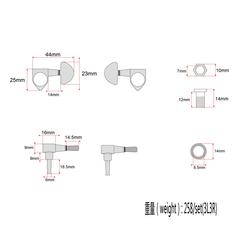 Guitar String Tuners Tuning Pegs Closed Gear for Stratocaster Telecaster Guitar Accessories 6 Pack