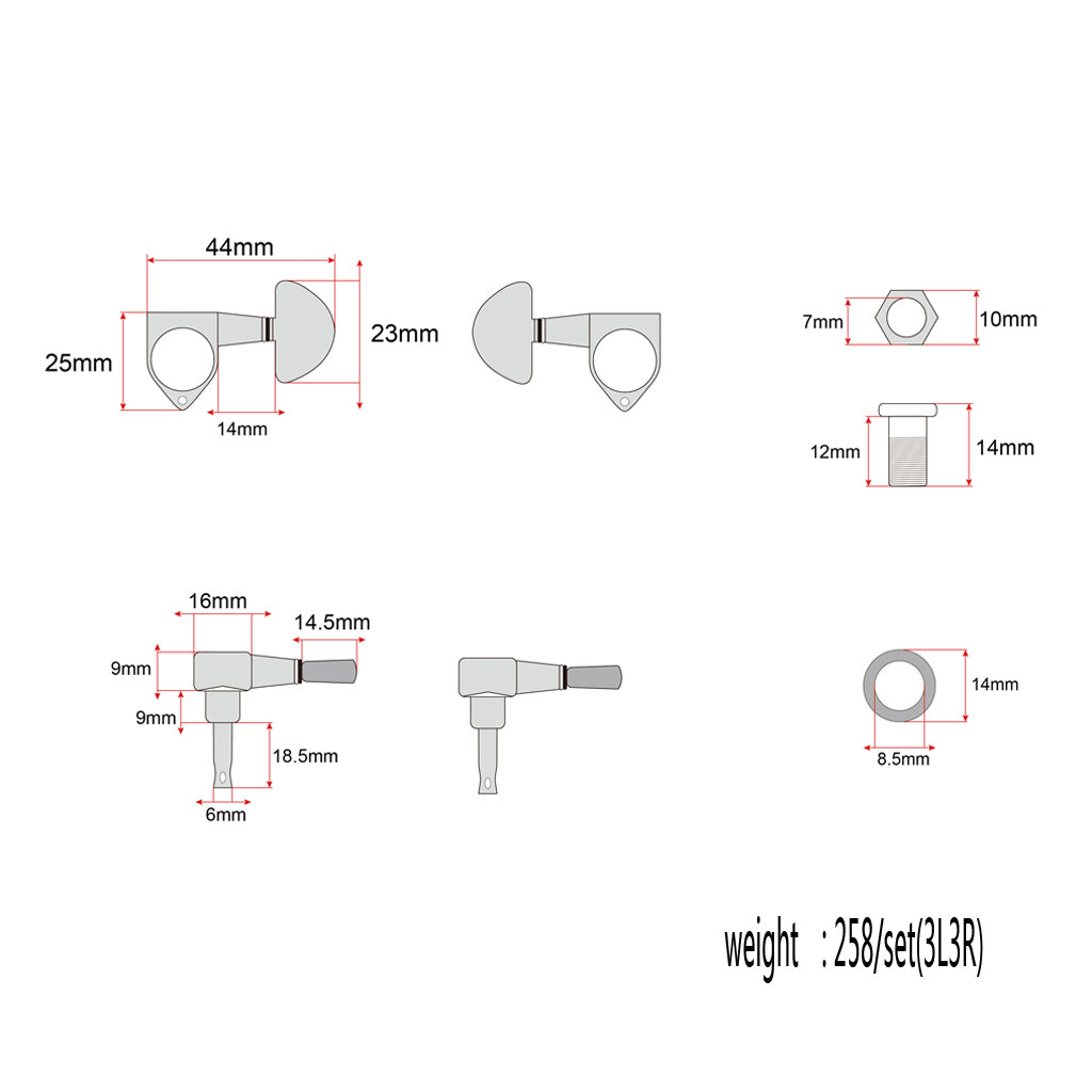 Guitar String Tuners Tuning Pegs Closed Gear for Stratocaster Telecaster Guitar Accessories 6 Pack