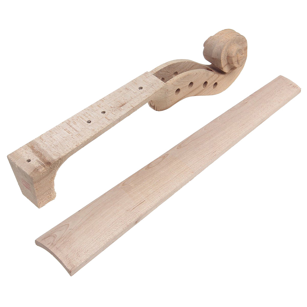 Violin Maple Wood Fingerboard + Neck Scroll for 4/4 Violin Parts Maker Accessory