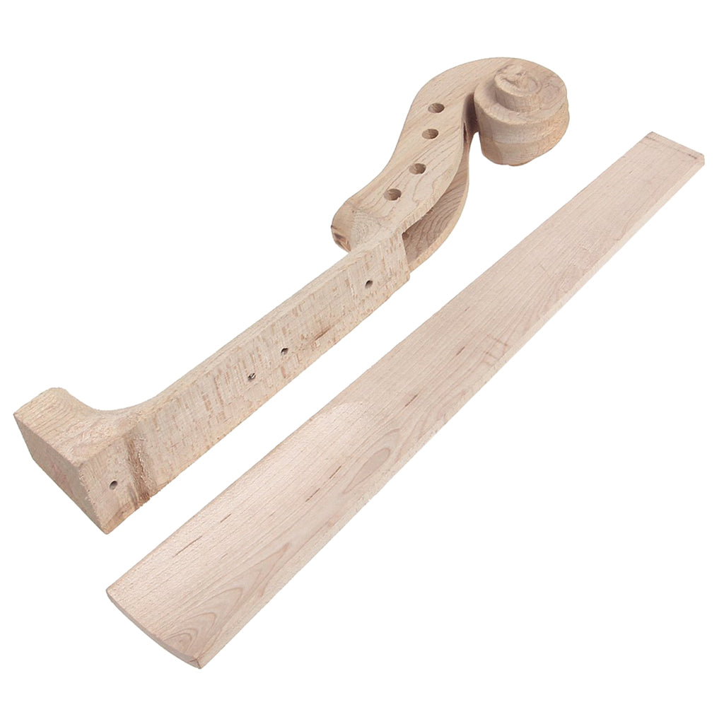 Violin Maple Wood Fingerboard + Neck Scroll for 4/4 Violin Parts Maker Accessory