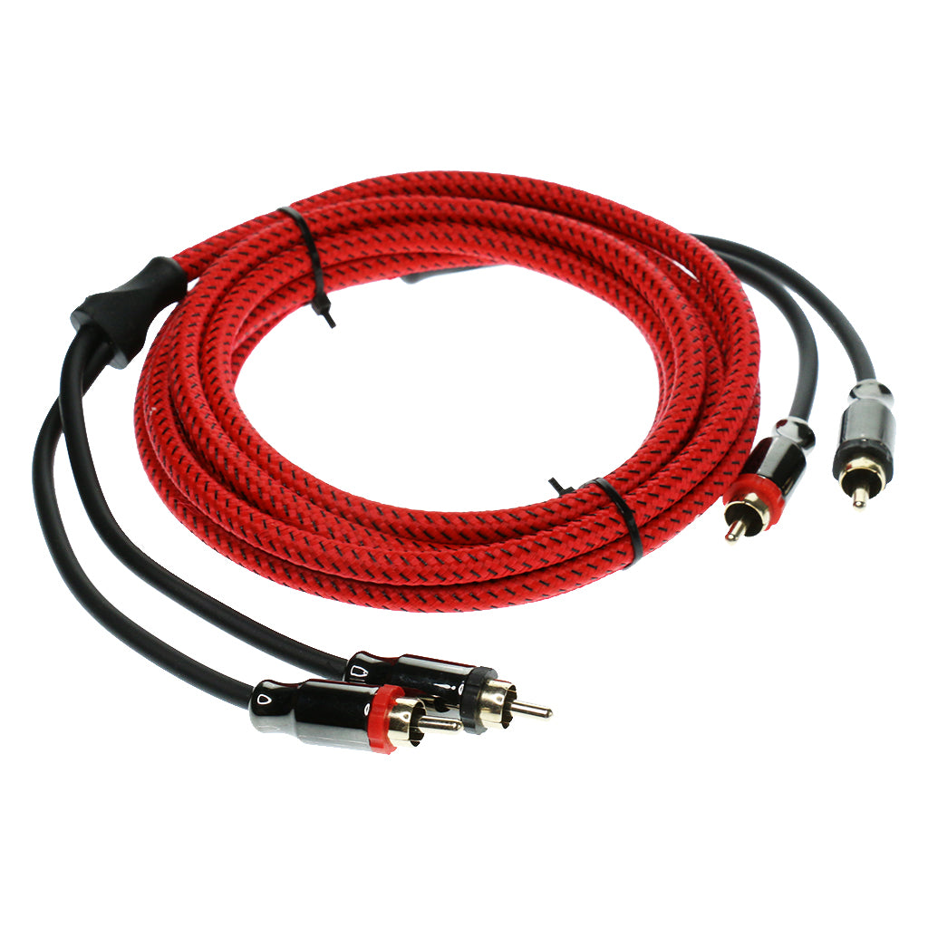 High Quality 300cm Male RCA Car Audio Power Cable Conversion Kit for DVD Player, Subwoofer, Digital Satellite Receivers