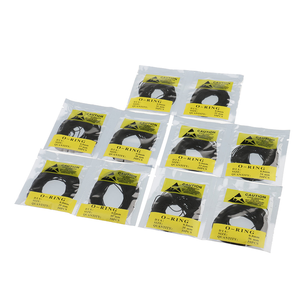 500pcs 0.8mm Rubber Watch Gasket Kit Washers O-Ring Back Case Seals 31-40mm