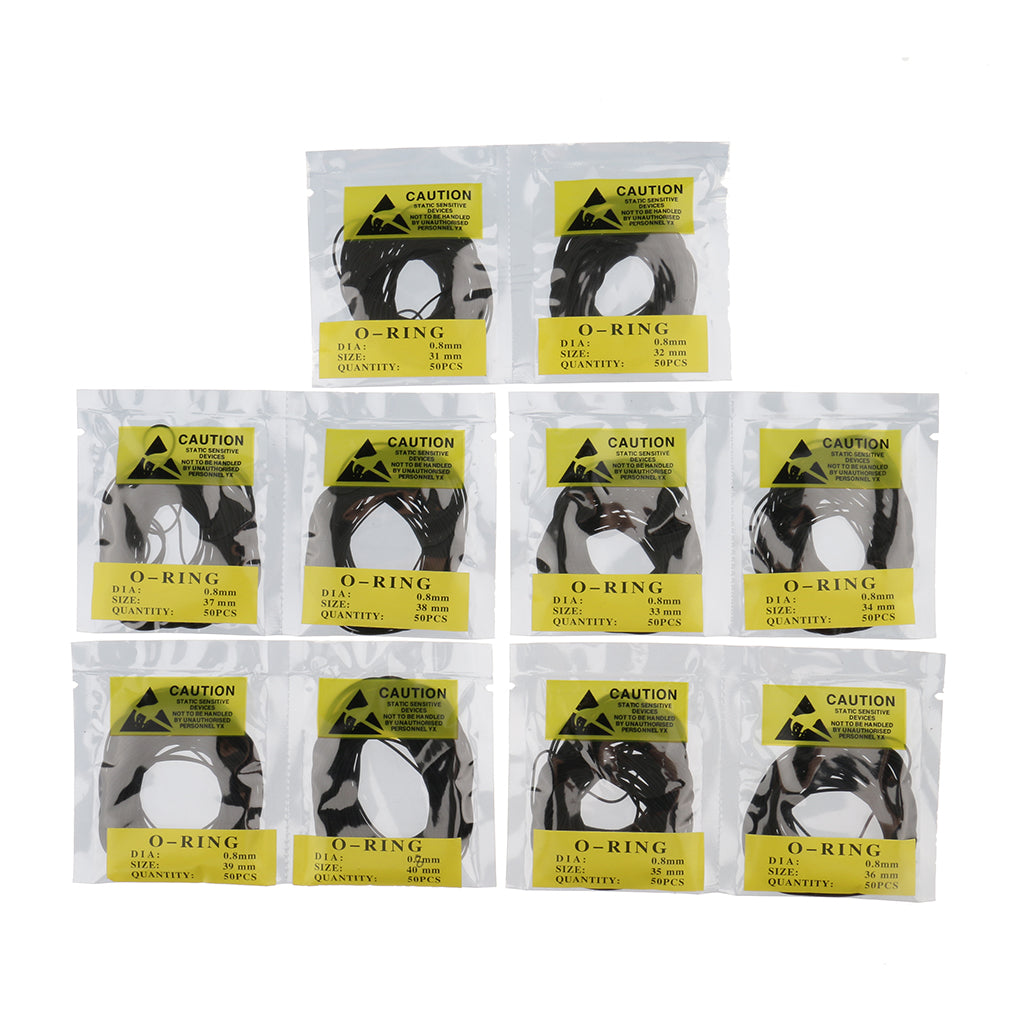 500pcs 0.8mm Rubber Watch Gasket Kit Washers O-Ring Back Case Seals 31-40mm