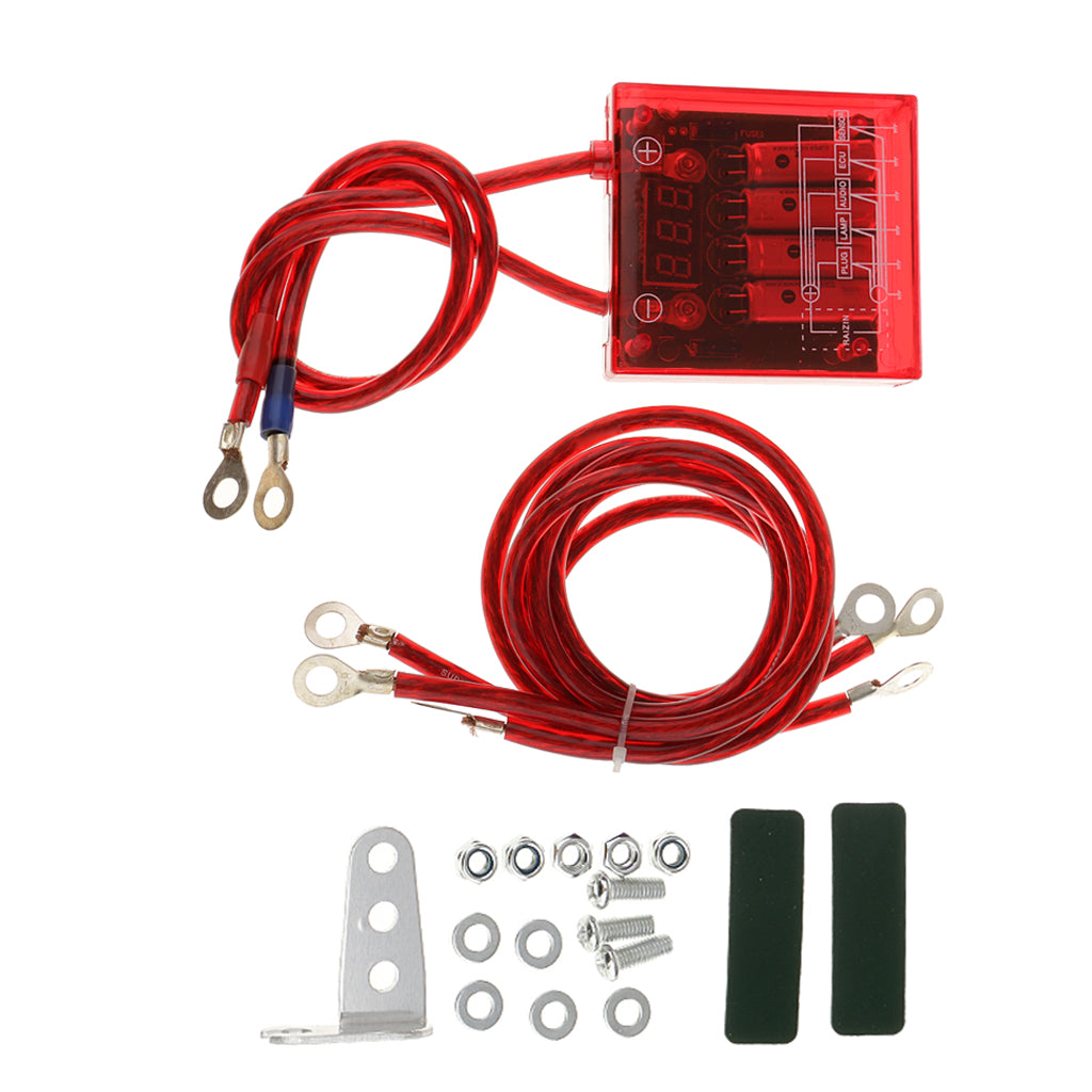 Universal Car Vehicles Fuel Saver Grounding Wries Voltage Stabilizer Regulator Kits - Red