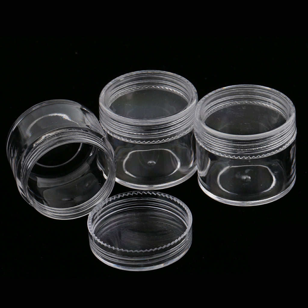 12 Pieces Clear Empty Jars Small Plastic Round Containers for Nail Art Rhinestones,Gems,Jewelry Beads,Crafts,Cosmetic,Lotion Storage