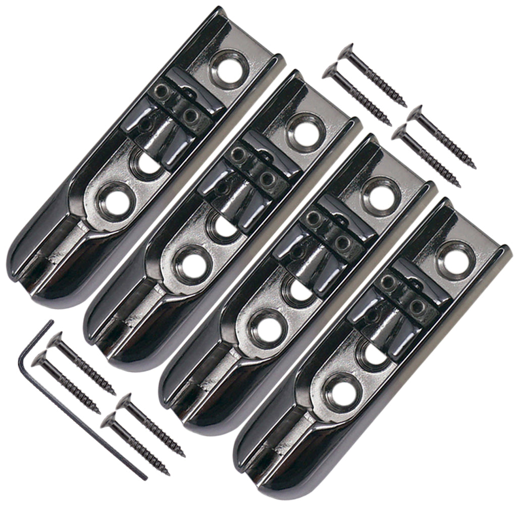 4 pieces Bass Bridge With 8 Screws for 4 String Electric Bass Guitar Replacement Durable Black