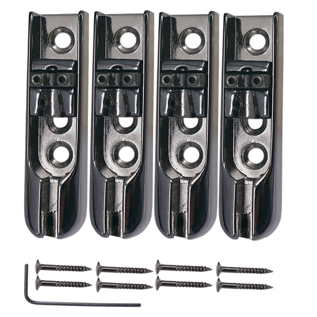 4 pieces Bass Bridge With 8 Screws for 4 String Electric Bass Guitar Replacement Durable Black