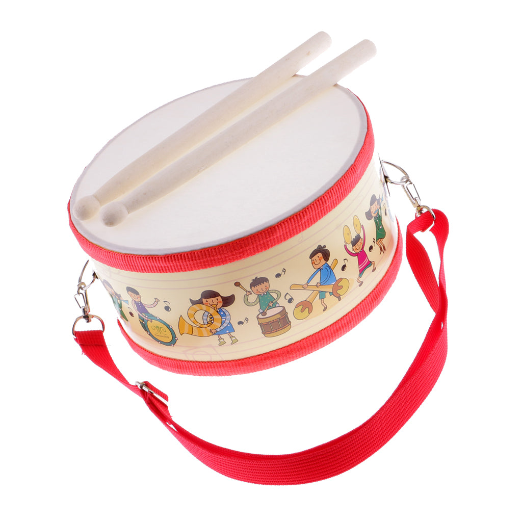 Portable Snare Drum with Wooden Drumsticks for Children Educational Toys Christmas Gift