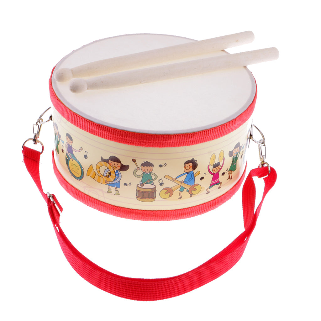 Portable Snare Drum with Wooden Drumsticks for Children Educational Toys Christmas Gift