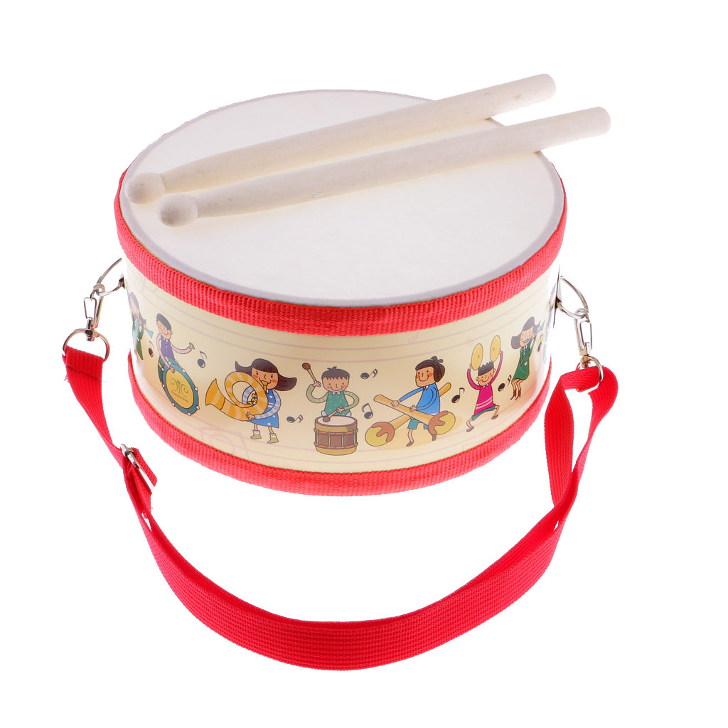 Portable Snare Drum with Wooden Drumsticks for Children Educational Toys Christmas Gift