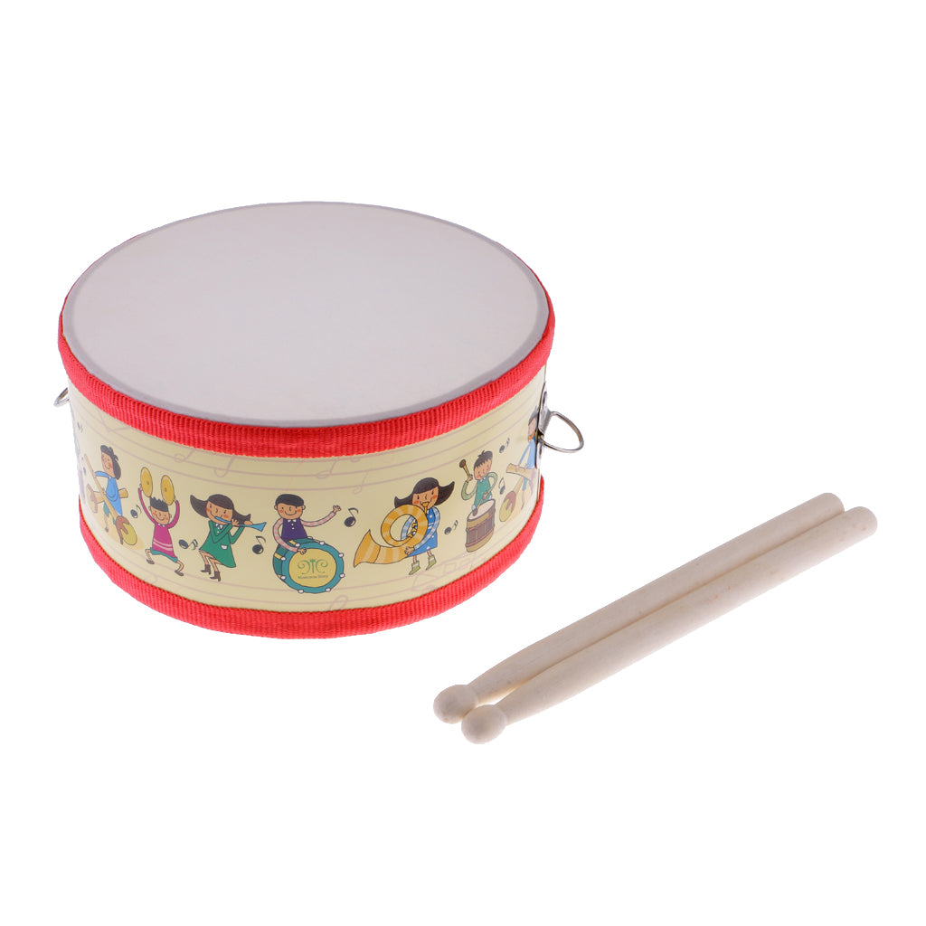 Portable Snare Drum with Wooden Drumsticks for Children Educational Toys Christmas Gift