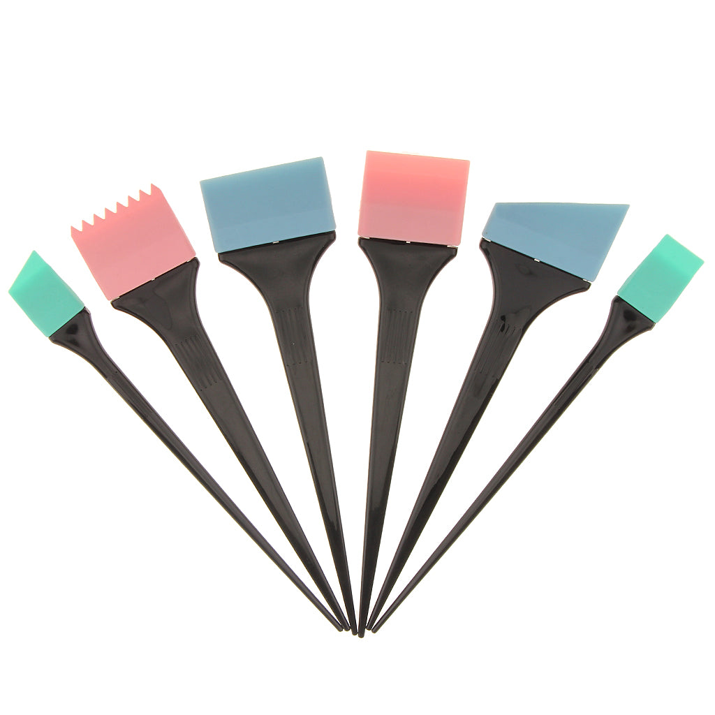 6pcs Durable Reusable Silicone Hair Dye Dyeing Tint Coloring Highlights Highlighting Brush Set Face Mask Quick Applicator Kit