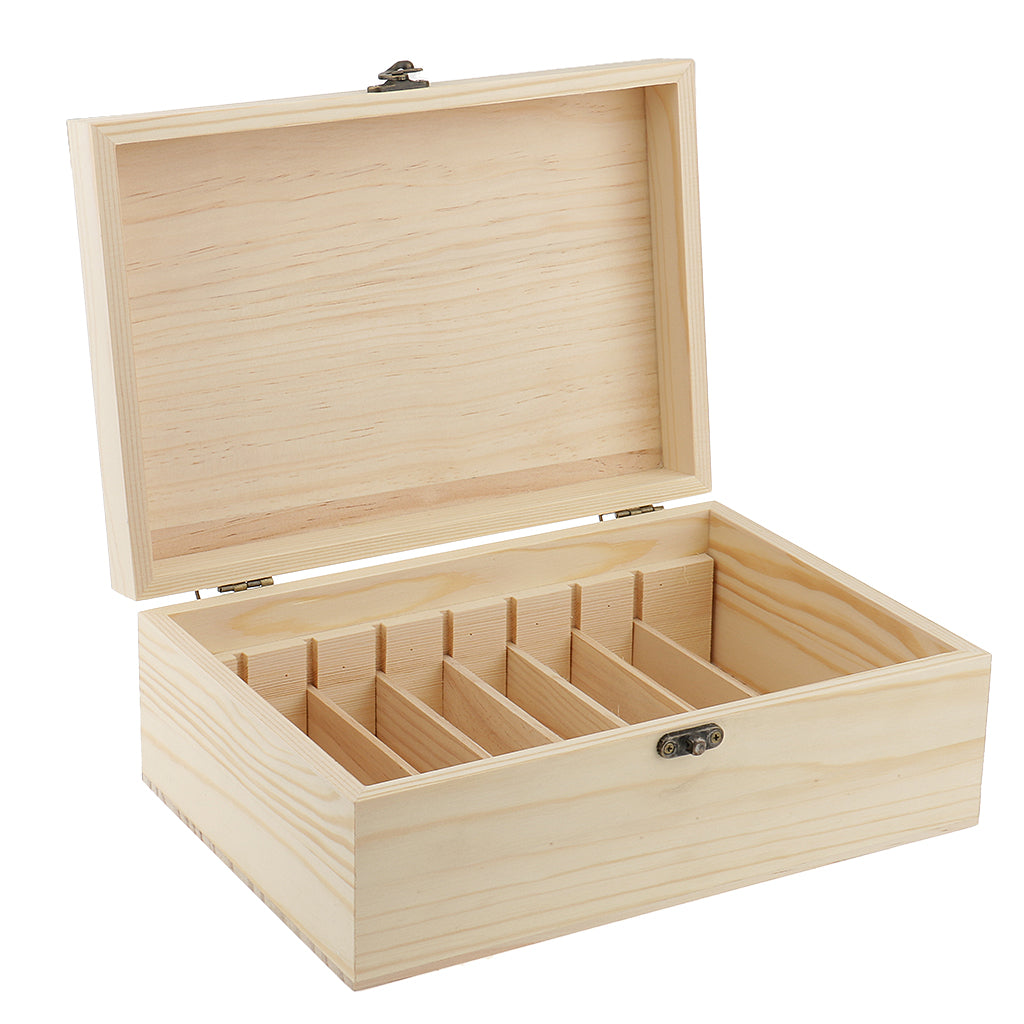 8 Rows Natural Wooden Essential Oil Box Case Holds 5ml/10ml/30ml Aromatherapy Oil Bottles