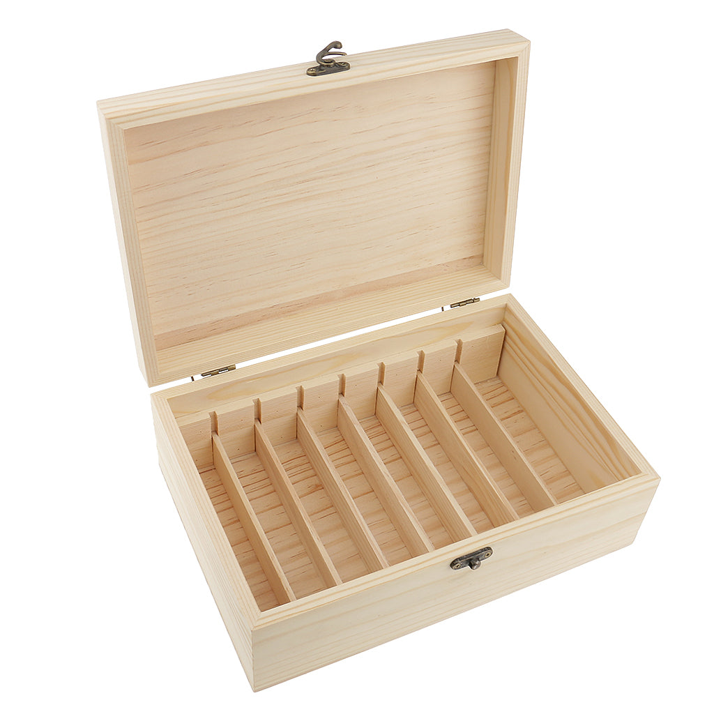 8 Rows Natural Wooden Essential Oil Box Case Holds 5ml/10ml/30ml Aromatherapy Oil Bottles