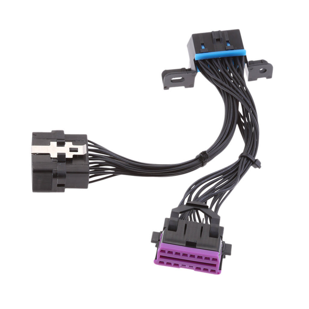 16-Pin OBD2 OBDII Y Splitter Male to Female Connector Extension Cable