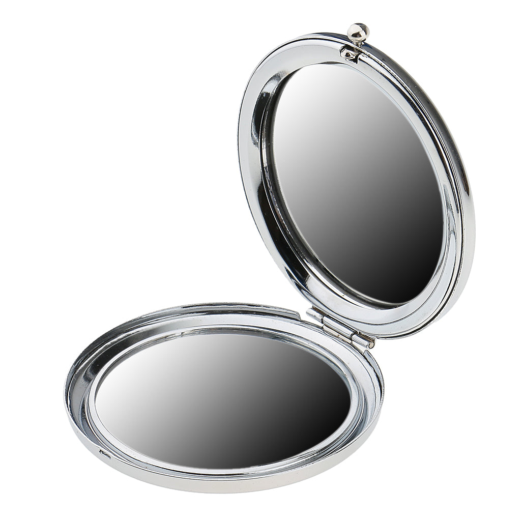 2 Pieces Mini Round Collapsible Cosmetic Compact Double Sides Makeup Mirror