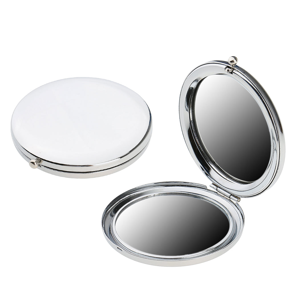 2 Pieces Mini Round Collapsible Cosmetic Compact Double Sides Makeup Mirror