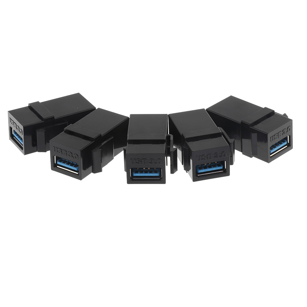 5 Pieces USB 3.0 Keystone Jack Coupler Insert Snap A Female to A Female Jack