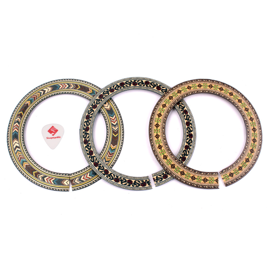 3Pcs Wood Acoustic Classical Guitar Soundhole Rosette Inlay Guitar Sound Hole DIY Guitar Decor