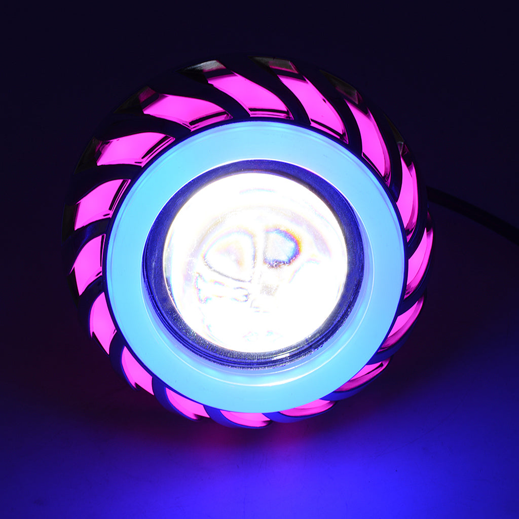 Projector Lens LED Angel Eye & Demon Eye Halo Motorcycle Headlight Pink+Blue