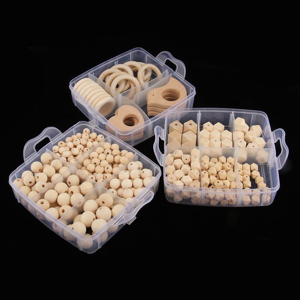 3-layer Baby Wood Beads Ring DIY Necklace Teething Bracelet Teether Toys Set