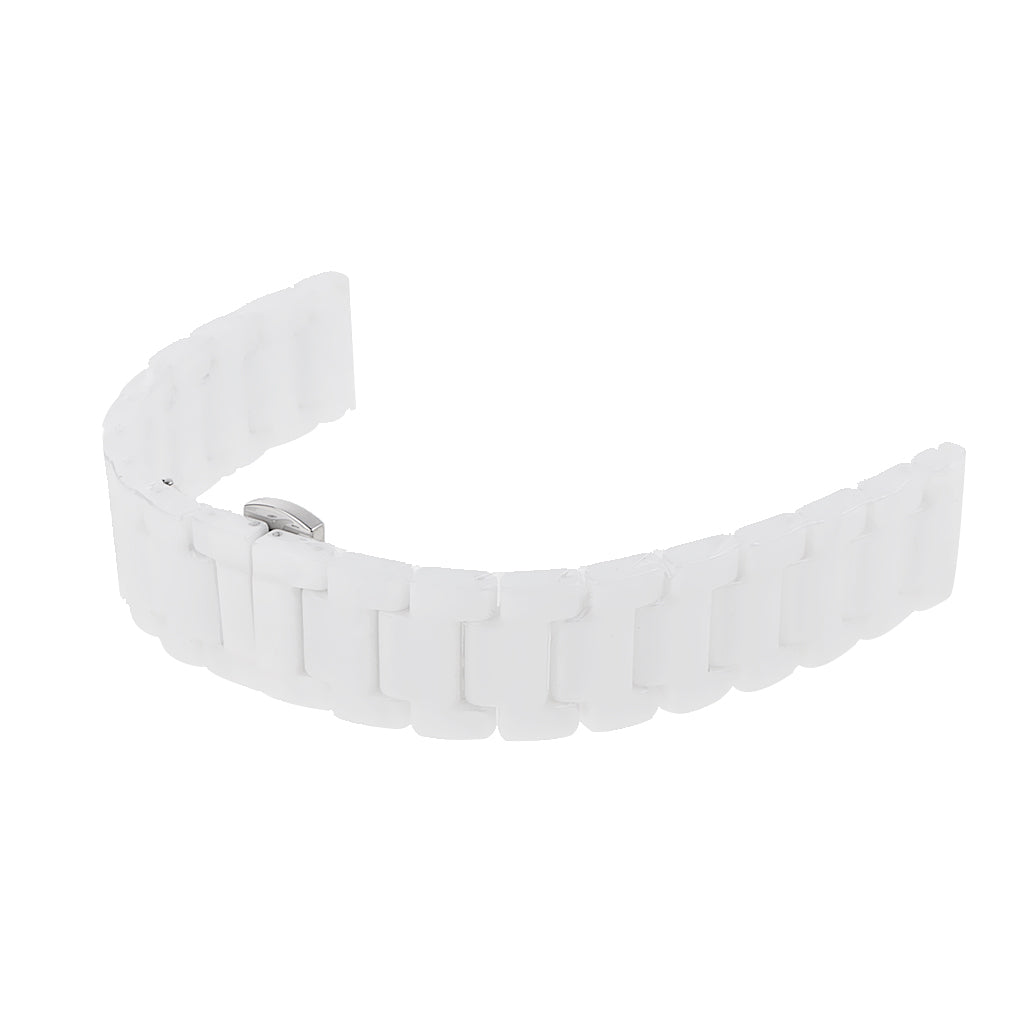 White 18mm Ceramic Link Wrist Watch Band Bracelet Strap Replacement