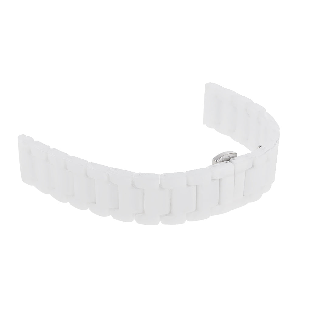 White 18mm Ceramic Link Wrist Watch Band Bracelet Strap Replacement